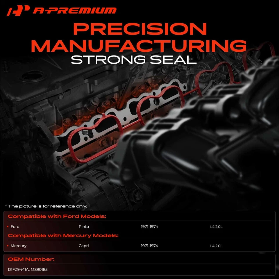 A-Premium Lower Engine Intake Manifold Gasket for Ford Pinto Mercury Capri 71-74 - Image 2 of 4