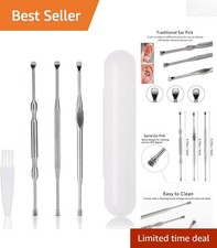 3-Pcs Stainless Steel Ear Wax Removal Kit with Ergonomic Design and Brush