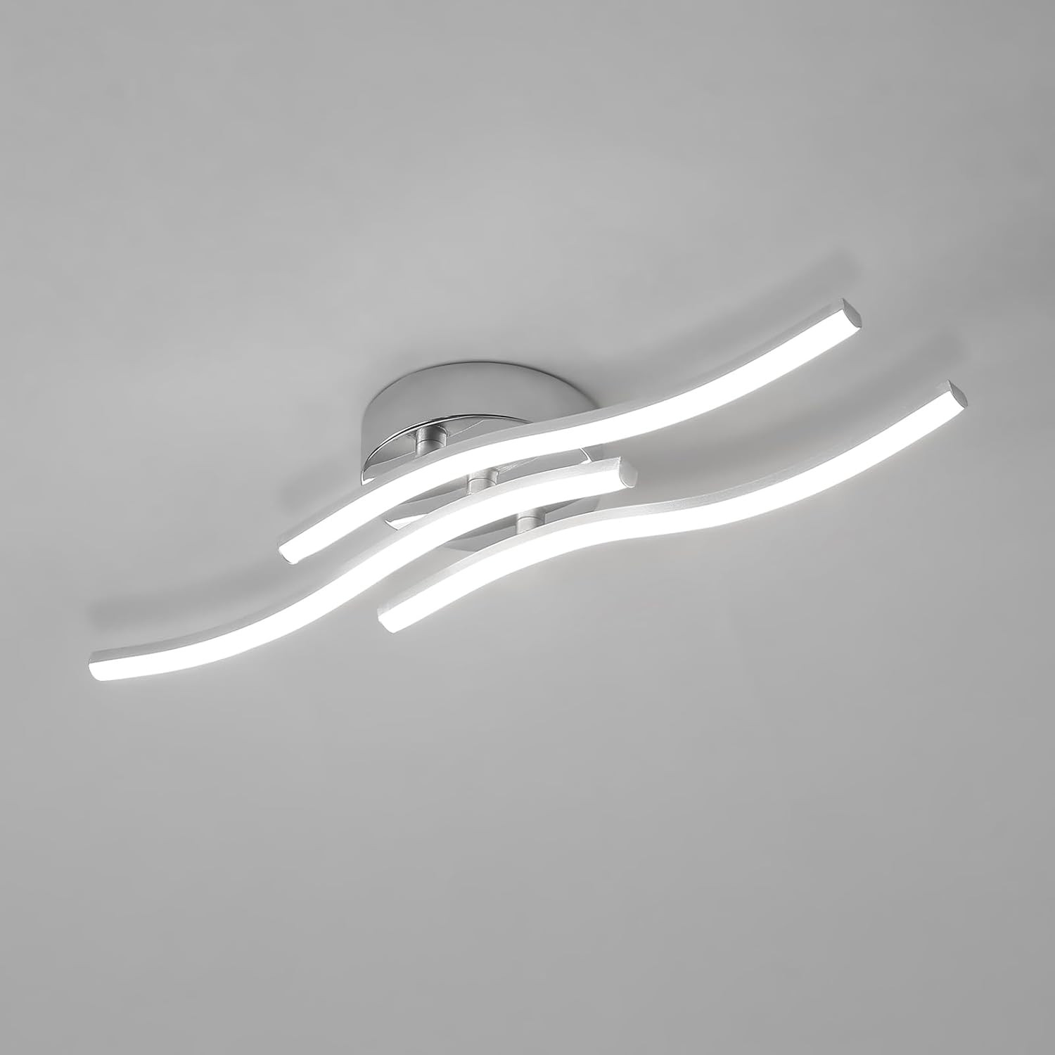 Lampada Soffitto LED Curva 18W Argento 2000LM Design Elegante