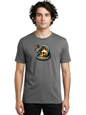 Dragon-Skull Mens Graphic Tee, 100% Cotton, Casual Summer Wear