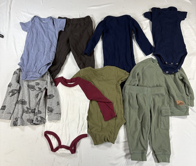 Carter's Kids Baby Boy 12M Multicolor Clothing Lot Bodysuits Tops Pants