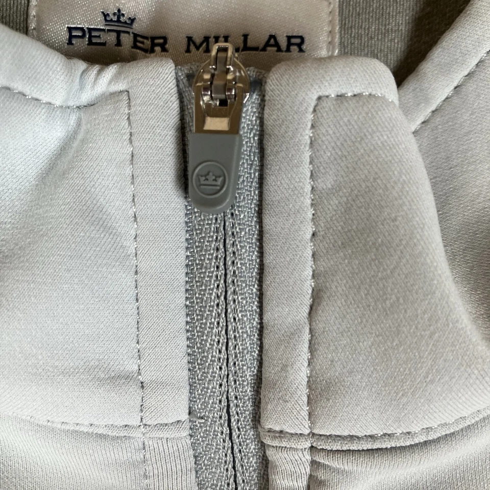 Мужской пуловер PETER MILLAR XXL британский серый L/S 1/4 на молнии Perth Performance ME0EK40 - Изображение 4 из 4