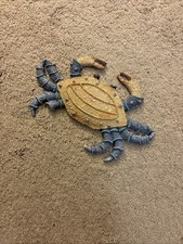 Crab Decoration Metal Tan And Blue
