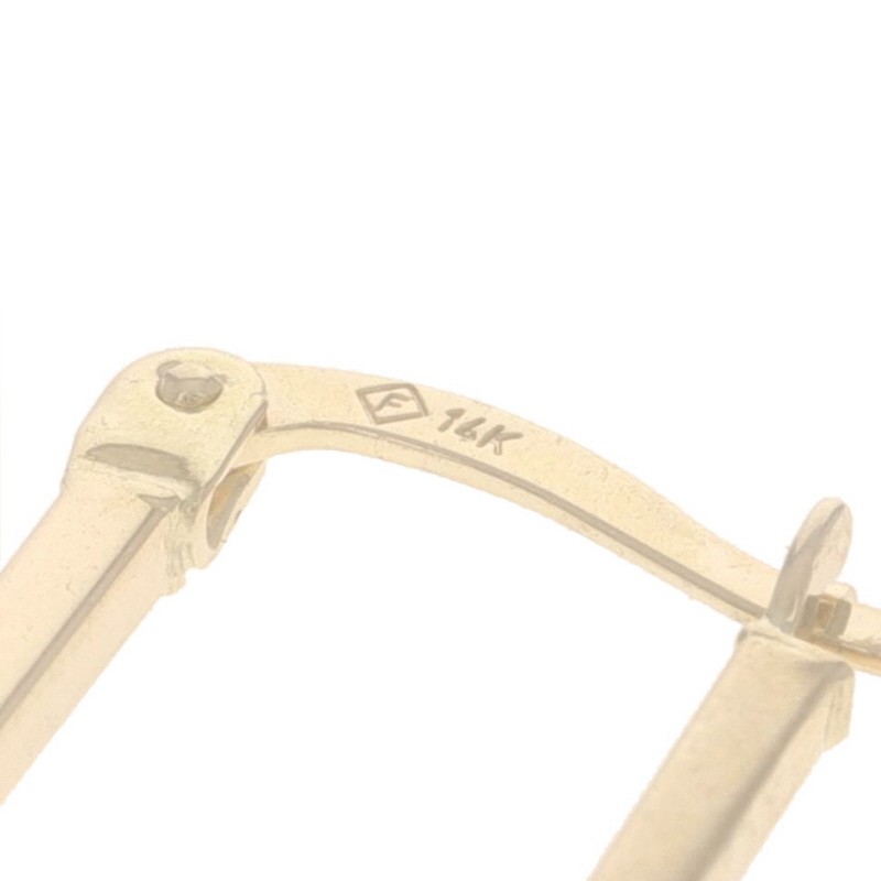 Yellow Gold Dimpled Rectangular Hoop Earrings - 1… - image 4