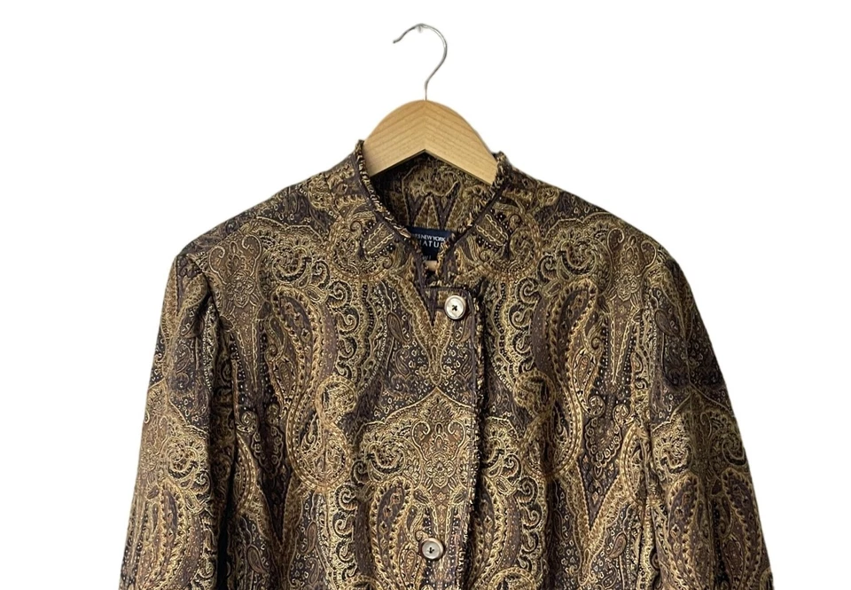 Chaqueta tapiz Jones New York para mujer 14W cachemira barroca regencia victoriana Foto 2 de 4