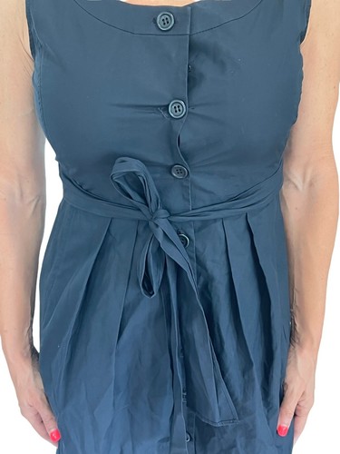 THEORY BLACK COTTON LUCILLA LUXE SLEEVELESS BELTED BUTTON DOWN SHIRT DRESS 4 - Picture 4 of 9