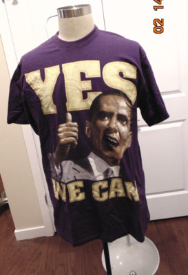 BARACK OBAMA Yes We Can Speech Purple Double Sided T-Shirt -Slamm Tee - Size 3XL