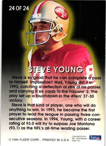 1994 Fleer All-Pros #24 Steve Young - Picture 2 of 2