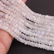 1 Strand White Rainbow Moonstone Faceted Rondelless- Rondelles Beads - 6mm-7mm 1