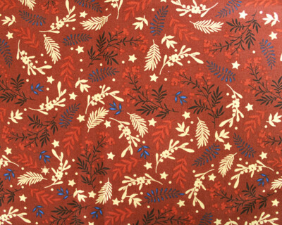 Weihnachtsstoff - Blumen Weihnachtszweige rostrot Bastelstoff Stoff