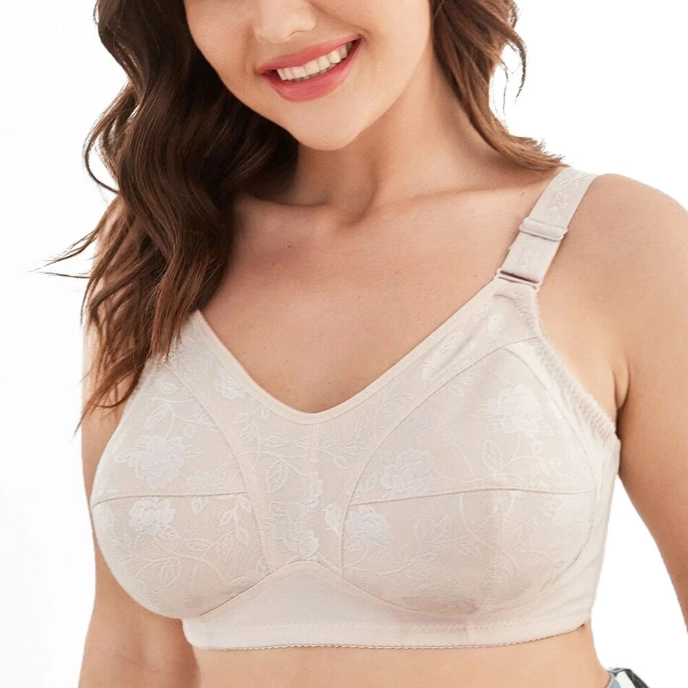 Plus Size 36-50 A B C D Womens Full Cup Non Wired Non Padded Bra Lace  Bralette