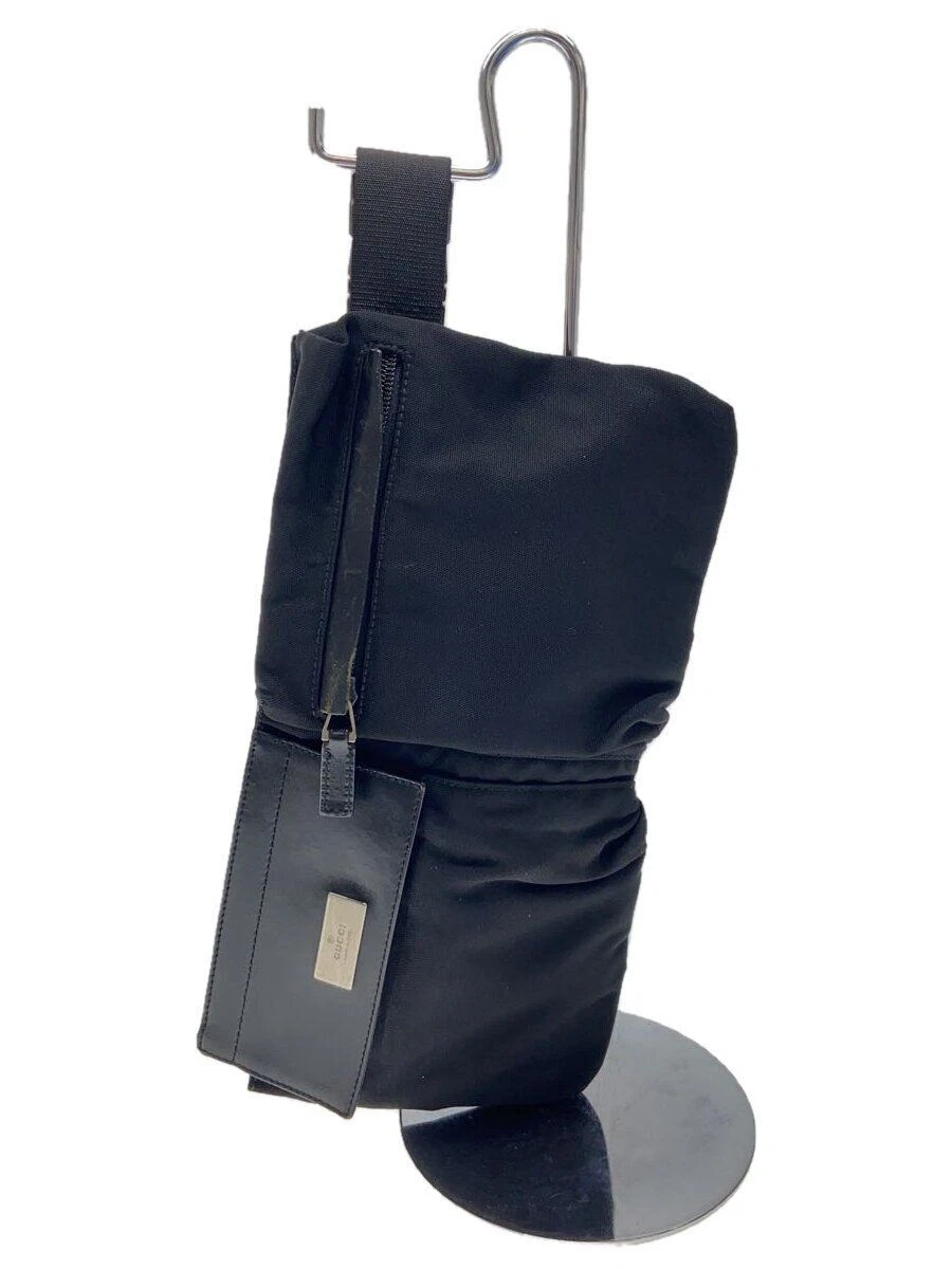 Sac taille GUCCI nylon noir uni 018 1621 pièce cuir frotté occasion