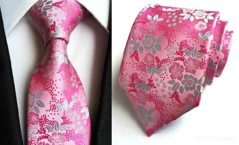 Corbata Rosa Plata Flor Floral Hombre Hecho a Mano Corbata Boda Formal