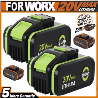20V 8AH Li-Ion Akku für WORX 20Volt Geräte WA3553 WA3556 WA3640 WA3551 WA3572
