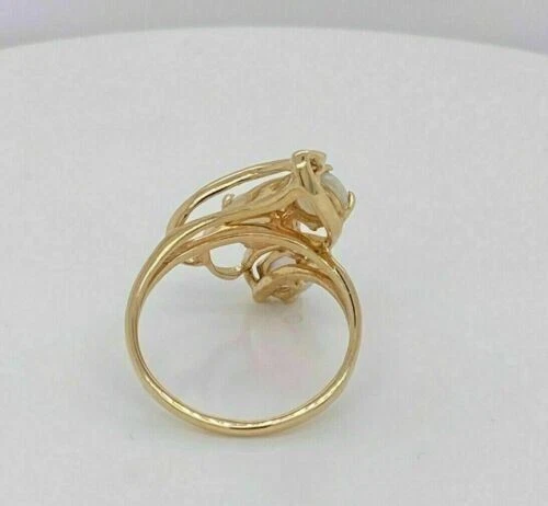 3Ct Oval Cut Lab Created Fire Opal Engagement Womens Ring 14K Yellow Gold Finish - Image 2 of 4