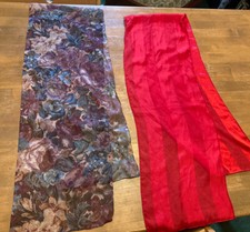 LOT OF 2 Long Wrap Style Sheer SCARVES Red And Dark Floral Unbranded