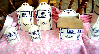LILLY CANISTER SET GERMANY 20 PIECE SET PORCELAIN #1430 ESTATE SALE KITCHEN WARE
