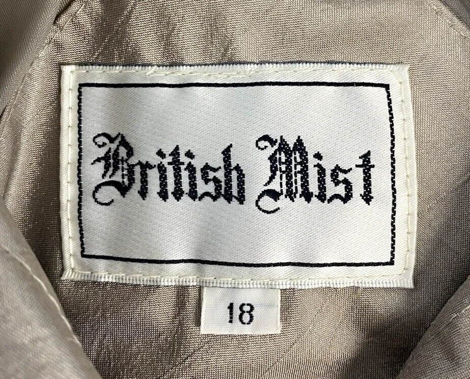 New British Mist Vintage Women's Trench Rain Coat Metallic Tan Size 18 - Image 4 of 4