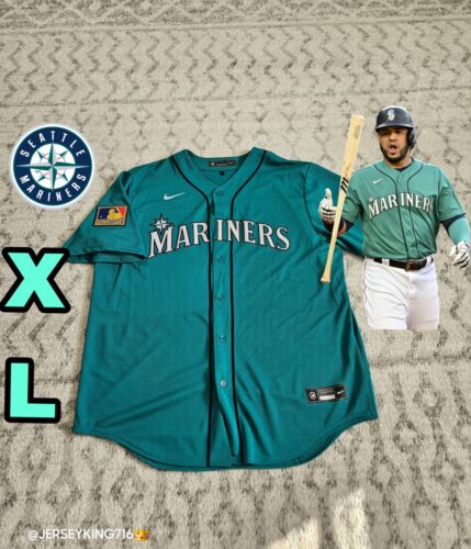 Nike  Seattle Mariners Aqua Teal Alternate Jersey Men's XL With 125th Year Patch - Picture 1 of 11
