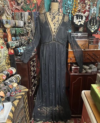 Beautiful Long Embroidered Crochet Lace Black Dress Is Very Sexy Low And Cut XL | eBay Beautiful Long Embroidered Crochet Lace Black Dress Is Very Sexy Low And Cut XL | eBay