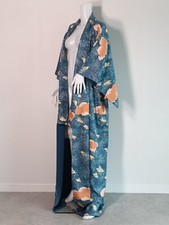 Kimono Robe / Japanese Brilliant Floral Patterned Silk Vintage Kimono 0611250102