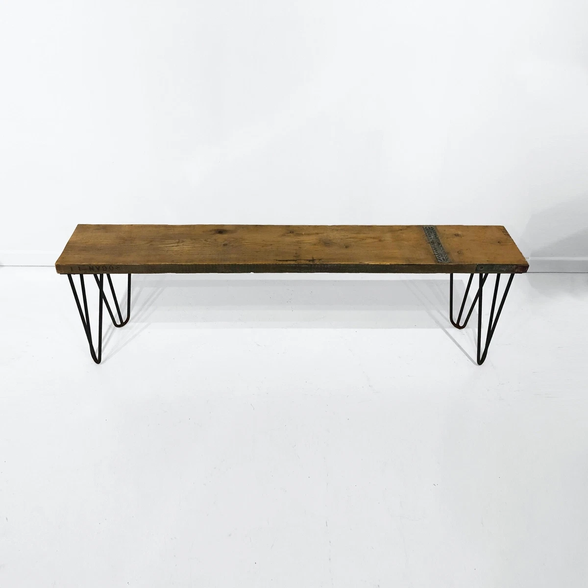Industrial Bench With Hairpin Legs And Scaffolding Wood Midcentury