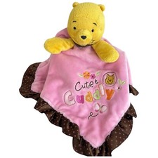 Disney Winnie the Pooh Lovey Bear Cute  Cuddly Pink Brown Security Blanket