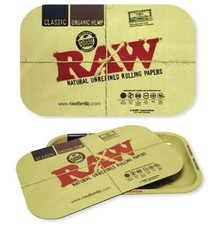 New RAW Rolling Papers 11"x7" Cigarette Metal Rolling Tray with Magnetic Cover