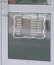 Custom Retail Business Store Hours Decal Vinyl Lettering Sign 13.5"h x 18"w USA
