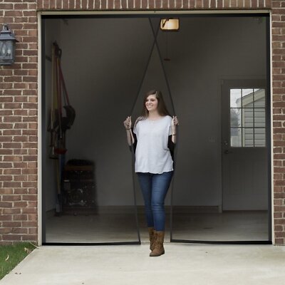 Garage Door Screen Single Magnetic Closure Weighted Bottom Insects Bugs Mesh NEW