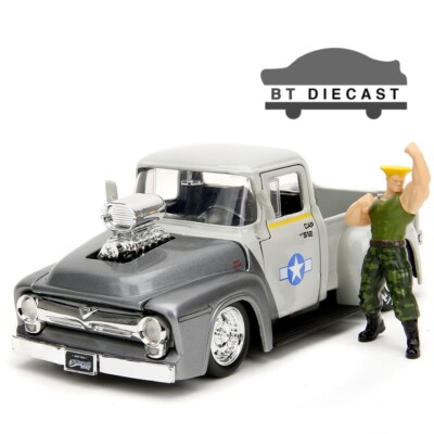 JADA STREET FIGHTER 1956 FORD F-100 PICK UP TRUCK 1/24 with GUILE FIGURE 34373