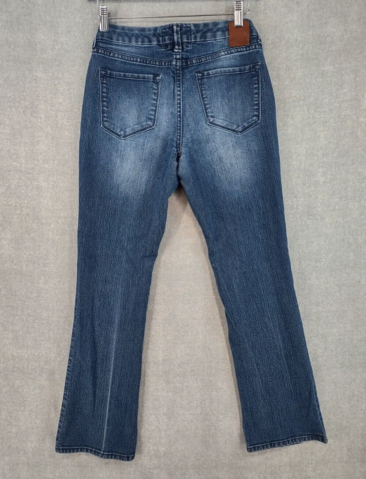 Dear John Jeans Womens Petite 27 Blue Stretch Denim Bootcut Low Rise Distressed - Image 2 of 4