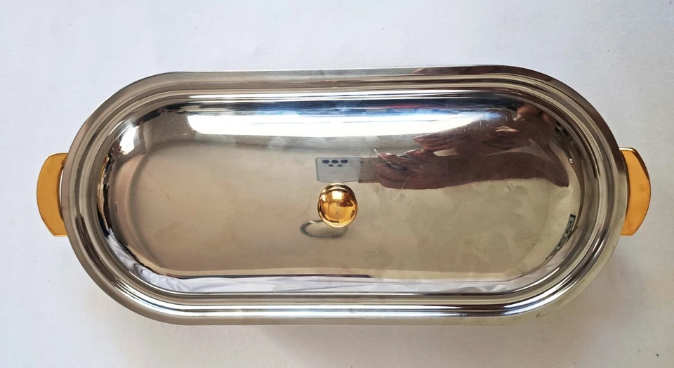 Bräter SPRING Goldstar GL, Deckel Sieb Edelstahl Goldgriffe Fisch 35 x 15x 10cm - Bild 3 von 4