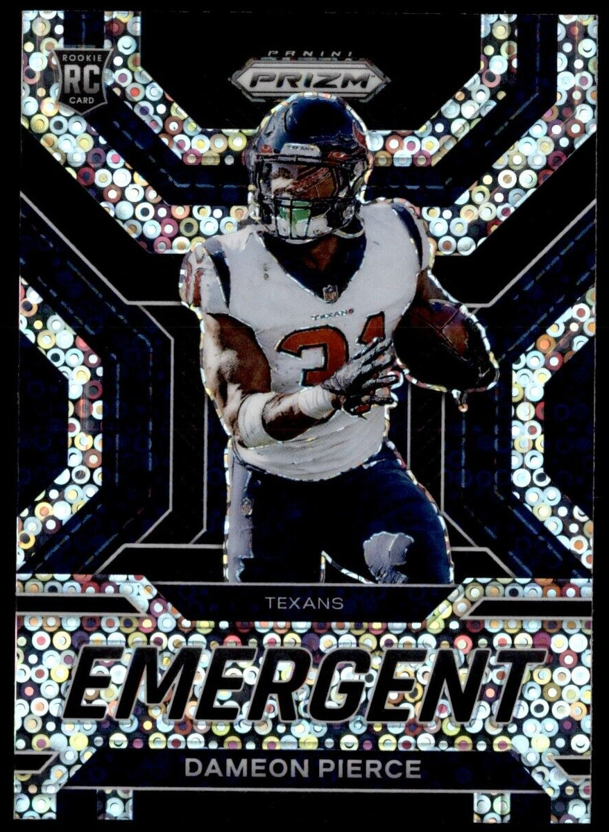 2022 Dameon Pierce RC #E-15 Panini Emergent No Huddle Disco Prizm Rookie Texans