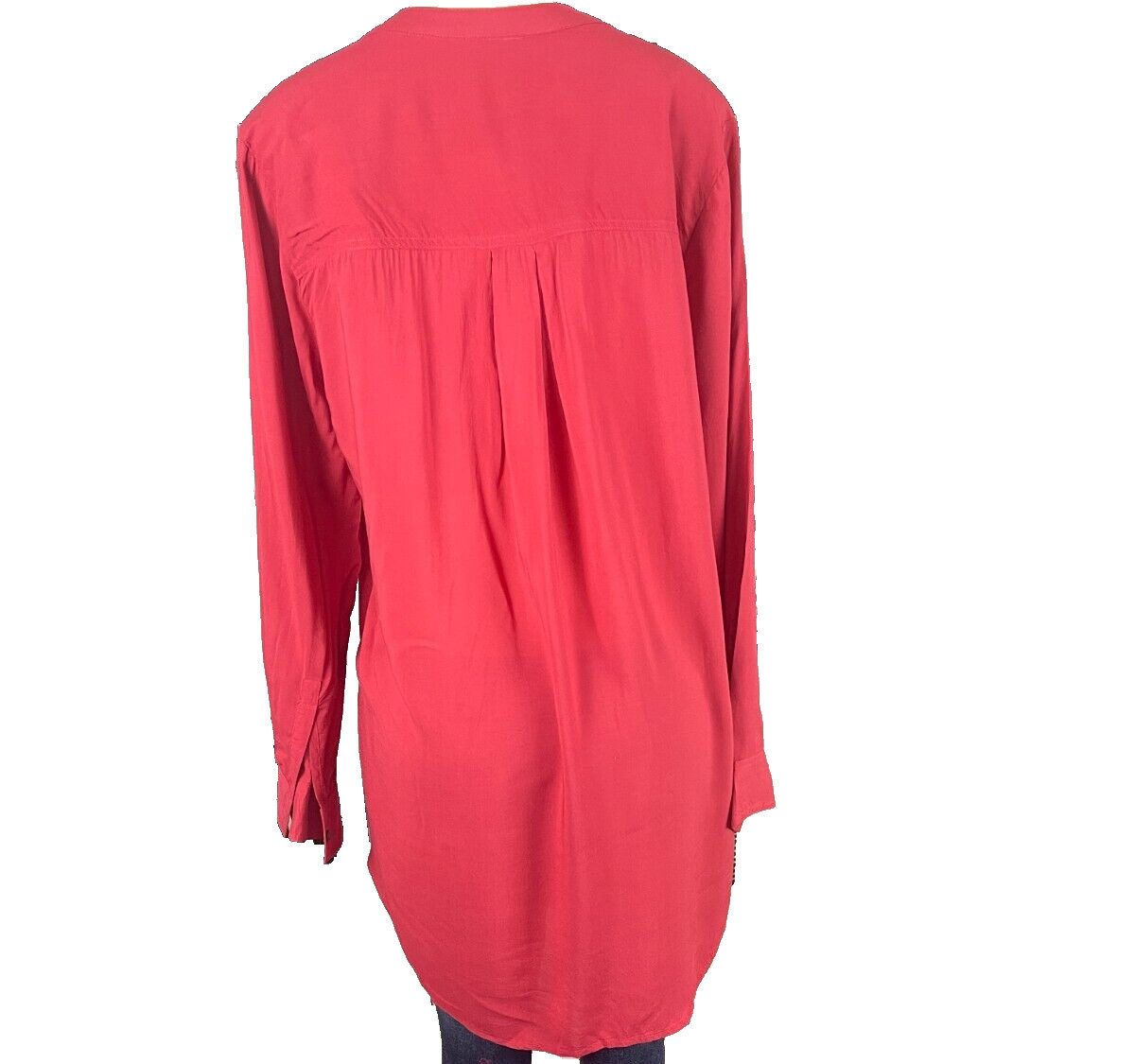 Sandra Ingrish L Cinnabar Red Button Split Neck R… - image 4