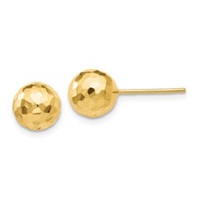 8mm 14K Yellow Gold Polished and Shiny-Cut 8mm Ball Stud Post Earrings
