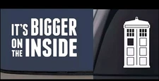 Dr Who Tardis & It is Bigger on the Inside Two 5" White Vinyl Decal Car Windows