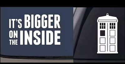 Dr Who Tardis & Bigger on the Inside Two 5'' White Vinyl Decal Car Windows Tablet