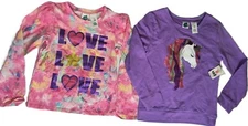 Extremely Me Girls Set of T-Shirt Sequin Unicorn Tie-Dye Pink/Blue Size 7/8 G001