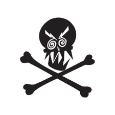 Skull Crossbones Crazy - Decal Sticker - Multiple Color  Sizes - ebn636