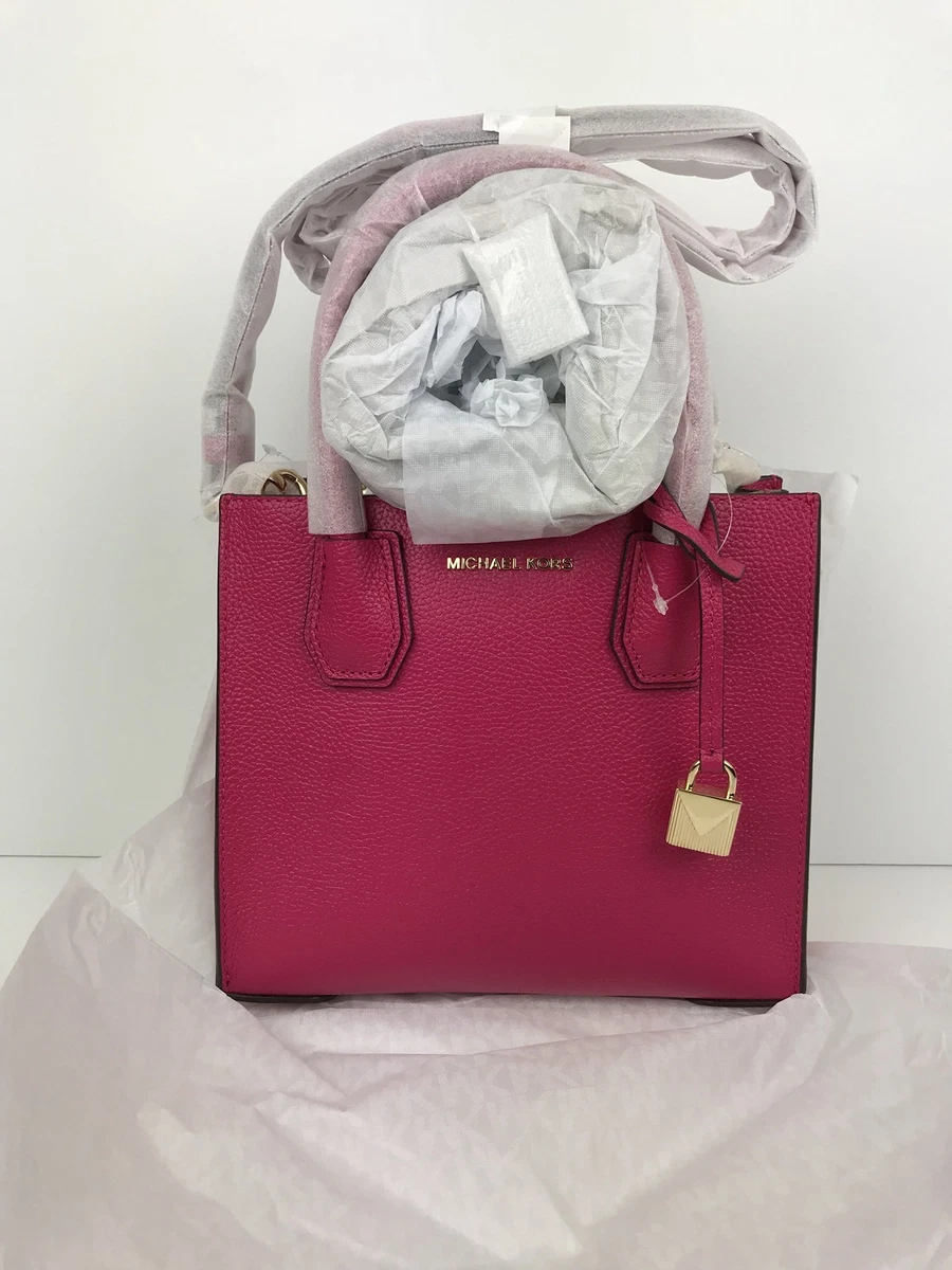 Michael Kors Studio Mercer Medium Leather Messenger Bag Ultra Pink