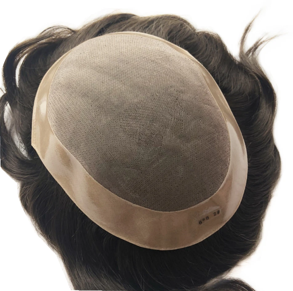 Sistema de reemplazo de cabello humano duradero para hombre Pieza para el cabello fino mono poli piel toupee Foto 4 de 4