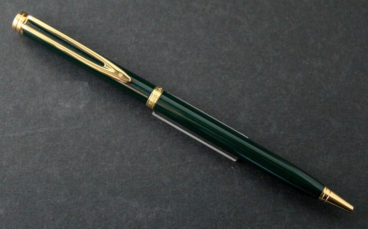 筆記具 WATERMAN Gentleman 100 Waterman Gentleman Green & Gold Ballpoint Pen - Vintage NOS