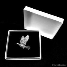 Holz Taube Taube Frieden Silber Zinn Anstecknadel Brosche Anstecker in Geschenkbox