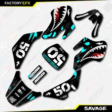 Black & Cyan Savage Camo Racing Graphics kit Fits 00-06 Suzuki JR50 JR 50 Decal