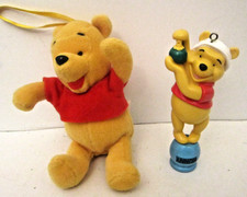 Lot Of 2 Winnie The Pooh Christmas Ornaments Pooh With Honey Pot and Plush