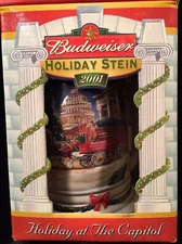 2001 BUDWEISER Holiday Stein HOLIDAY AT THE CAPITOL