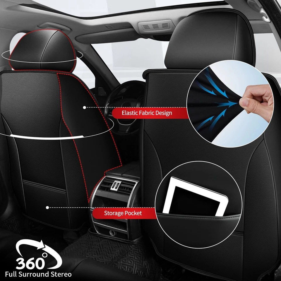 Car 5-Seat Covers Full Set Cushion Pad For Nissan LEAF 2011-2024 Faux Leather Foto 4 de 4