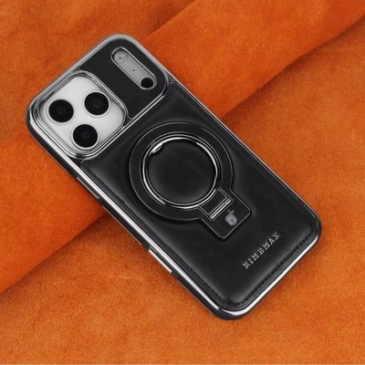 iPhone 17 Pro Max Case Leather Case with 360° Ring Stand & Magnetic Shockproof
