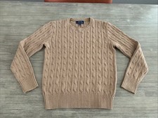NICE Boys Polo Ralph Lauren Size M 8-10 Beige 100 Cotton Cable Knit Sweater